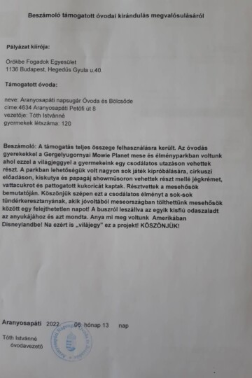 Világjegy 2022 intézményi beszámoló Világjegy 2022 intézményi beszámoló