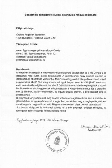 Világjegy 2022 intézményi beszámoló Világjegy 2022 intézményi beszámoló