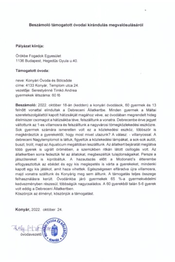 Világjegy 2022 intézményi beszámoló Világjegy 2022 intézményi beszámoló