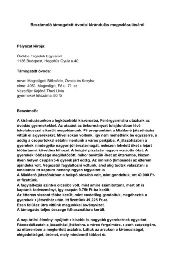 Világjegy 2022 intézményi beszámoló Világjegy 2022 intézményi beszámoló