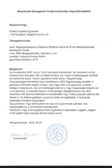 Világjegy 2022 intézményi beszámoló Világjegy 2022 intézményi beszámoló