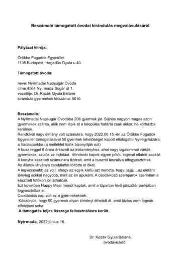Világjegy 2022 intézményi beszámoló Világjegy 2022 intézményi beszámoló